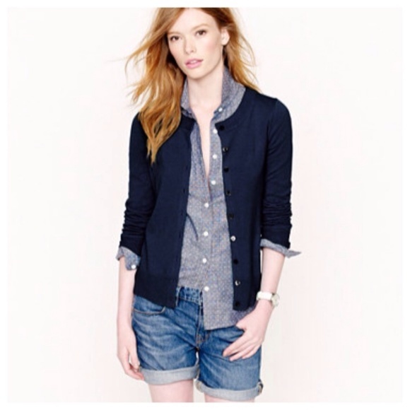 j crew navy cardigan